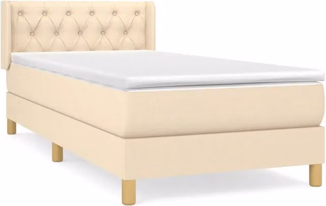 Letto singolo | Letto per adulti | Giroletto a Molle con Materasso Crema 80x200 cm inTessuto