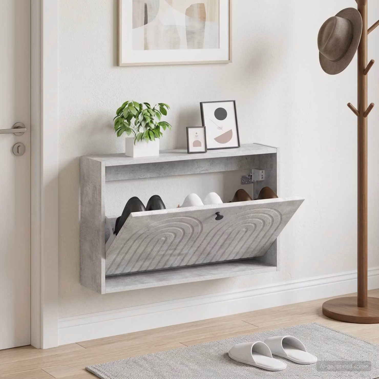 Mobiletto per scarpe da muro moderno vidaXL ALKMAAR in MDF e metallo, L: 71 cm, P: 17 cm, H: 43 cm
