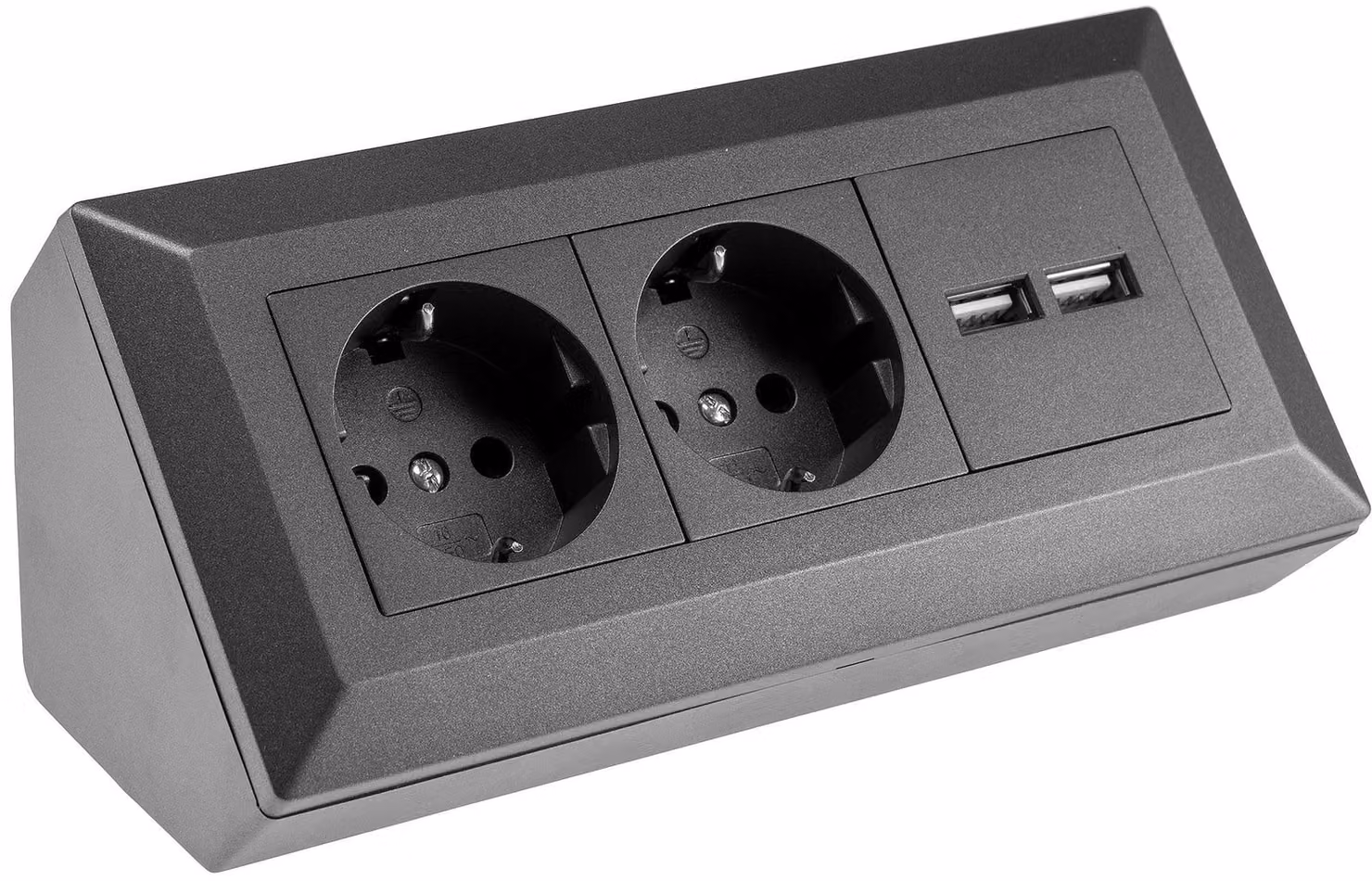 blocco prese a 2 vie + 2x USB, antracite, 250V