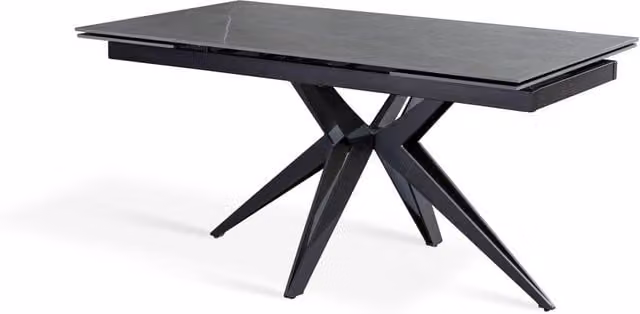 E-STYLO Tavolo allungabile in ceramica marmo grigio con base a quattro gambe in metallo nero opaco L/P/H: 160/240 x 90 x 76 cm – 1