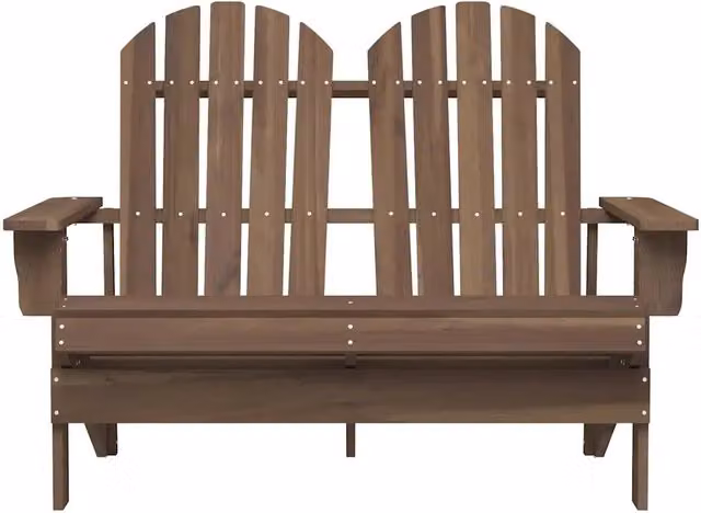 Sedia da giardino Adirondack a 2 posti in legno di abete marrone per esterno e terrazzo L: 119,5 cm, P: 85,5 cm, H: 89,5 cm – 1