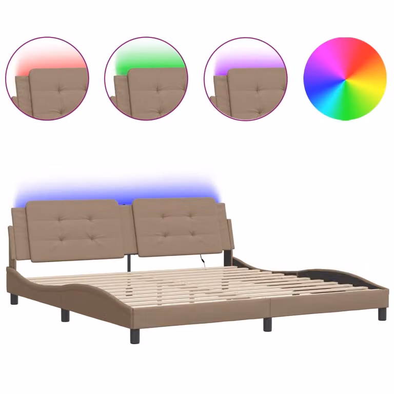 Giroletto con LED senza Materasso Zadar Cappuccino 200x200 cm