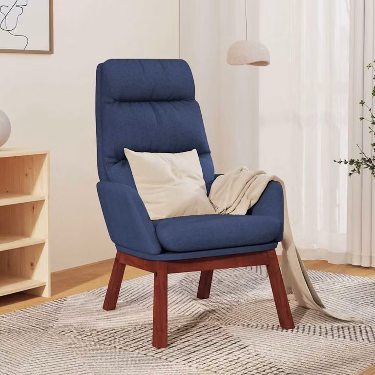 Sedia Relax blu in tessuto con braccioli vidaXL