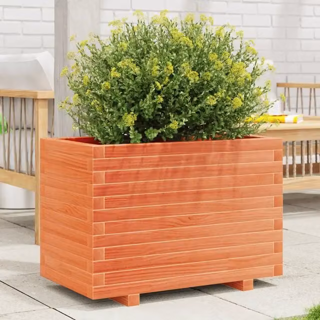 Fioriera da giardino Design Mania in legno massello di pino marrone, contenitore per piante L: 70 cm, P: 40 cm, H: 49,5 cm