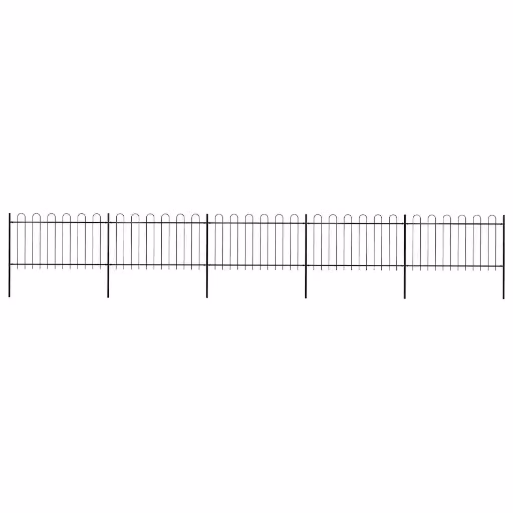 vidaXL Recinzione da Giardino in Acciaio con Parte Superiore ad Anello, Nero, L: 838 cm, H: 100 cm