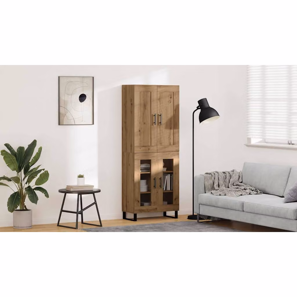 Set di 2 credenze vidaXL in rovere marrone con finitura opaca L/P/H: 69,5 x 34 x 180 cm