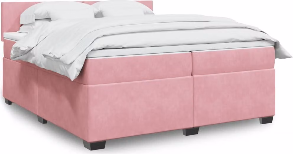 Maison Exclusive - Giroletto a Molle con Materasso Rosa 200x200 cm in Velluto