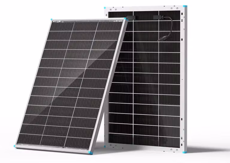 Pannello solare di tipo N, bifacciale - Potenza: 100 Watt - Dimensioni: 86,5 x 57,8 x 3 cm - Telaio in alluminio