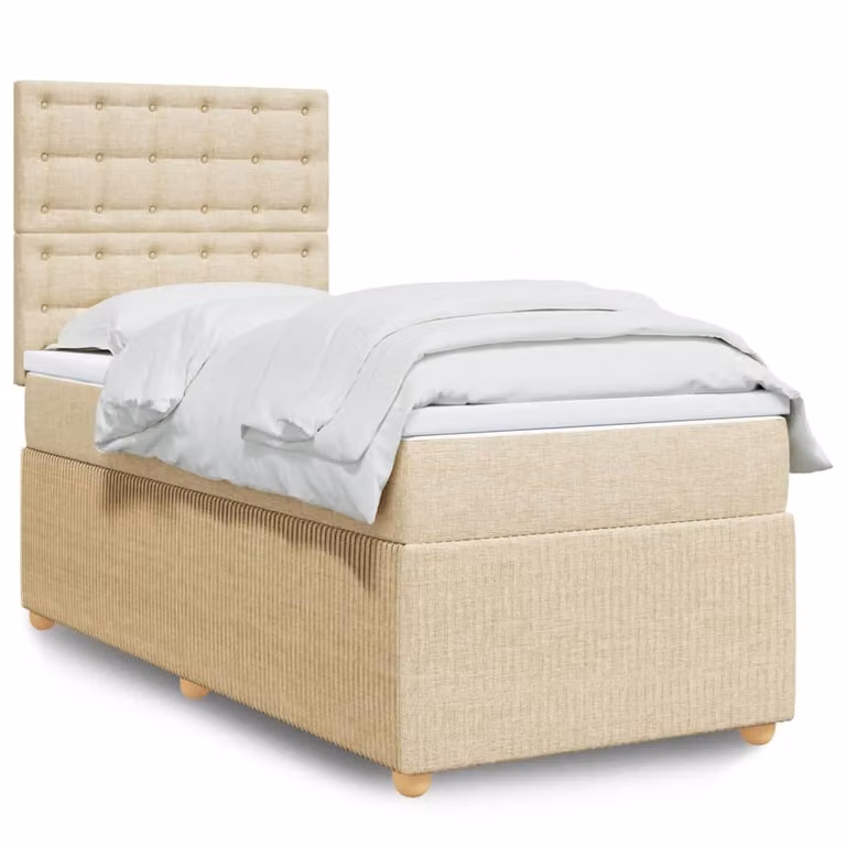 Maison Exclusive - Giroletto a Molle con Materasso Crema 100x200 cm in Tessuto