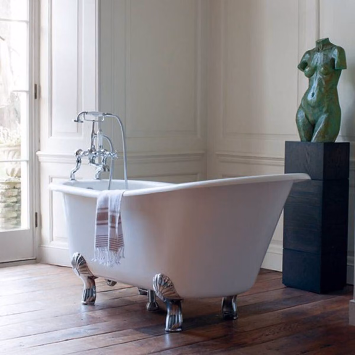 Casa Padrino Vasca da bagno liberty in pietra naturale freestanding 1700mm BHan White - Vasca da bagno freestanding Retro Baroque Antique