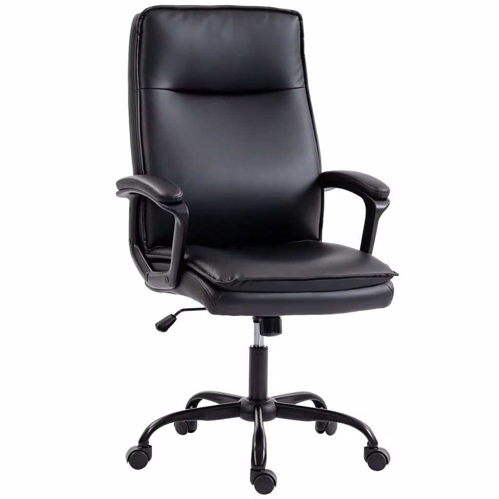 Sedia da ufficio ergonomica Minimal nera in ecopelle con braccioli e altezza regolabile L/P/H: 66 x 70 x 120 cm – 2