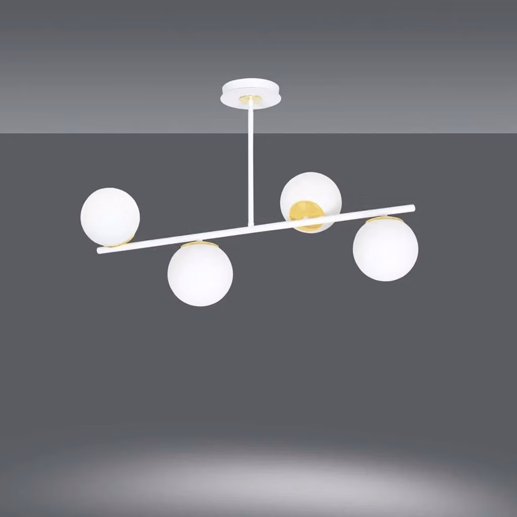 Plafoniera Moderna Narayana Luceart-Classic in Acciaio Bianco con 4 Luci E14 – 2
