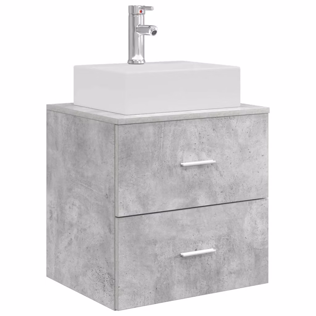 Mobile Lavabo da Parete Moderno vidaXL Grigio con Cassetti e Ante L/P/H: 49,5 x 41,0 x 62,5 cm – 2