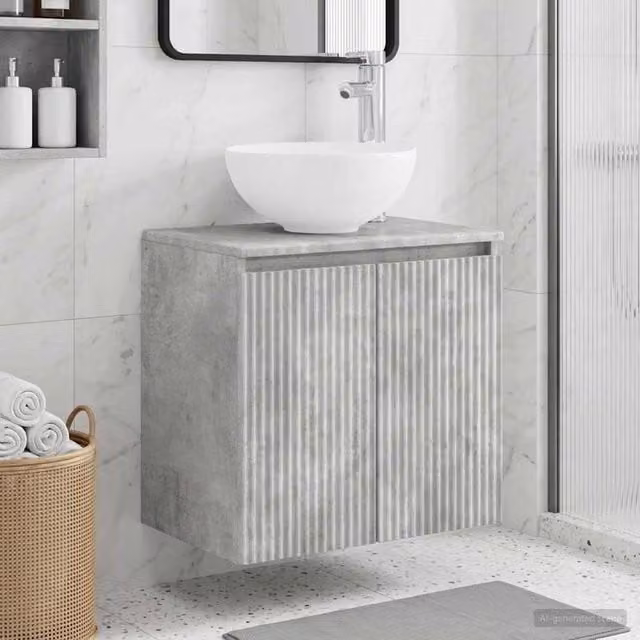 Mobile Lavabo da Parete vidaXL Grigio Cemento L: 49,5 cm, P: 35 cm, H: 63 cm