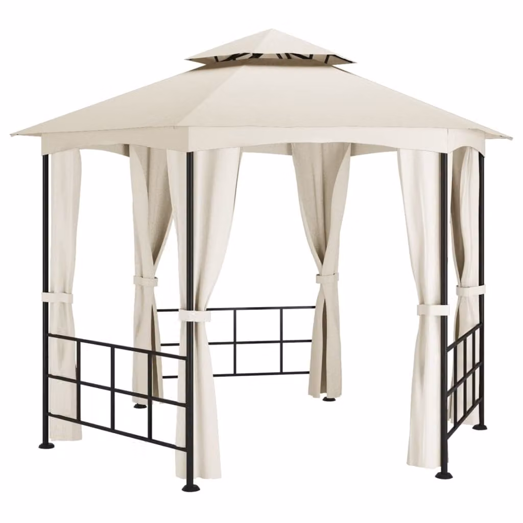 Gazebo con Pareti Laterali 3,1x2,7 m Crema