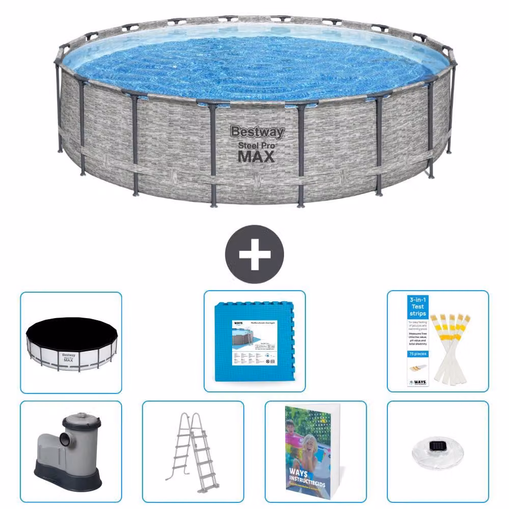Piscina gonfiabile Bestway Steel Pro MAX, rotonda, 549x122 cm, composta da 6 parti, modello S674