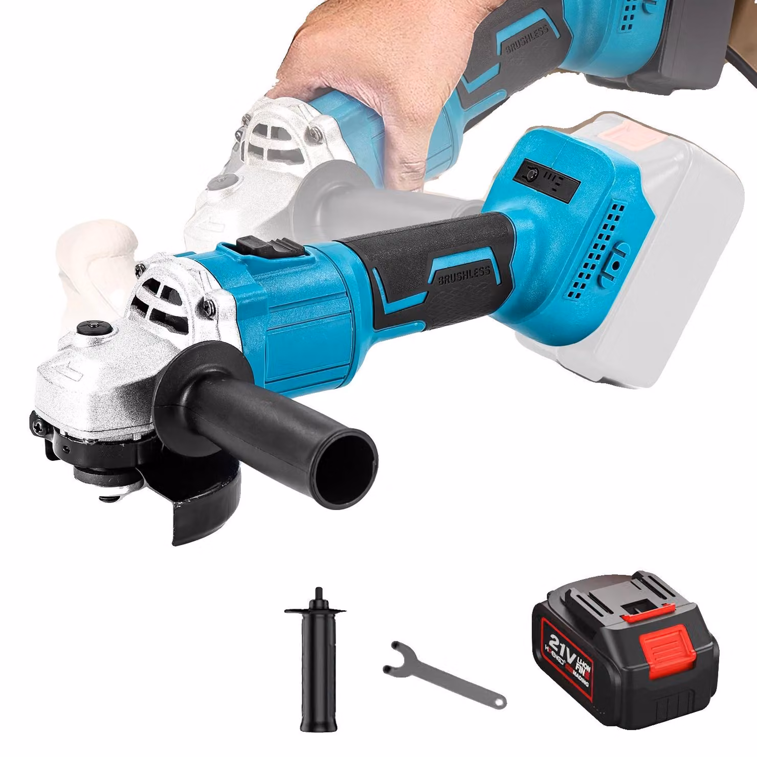 Smerigliatrice angolare, motore brushless, modello a batteria, 1 BATTERIA