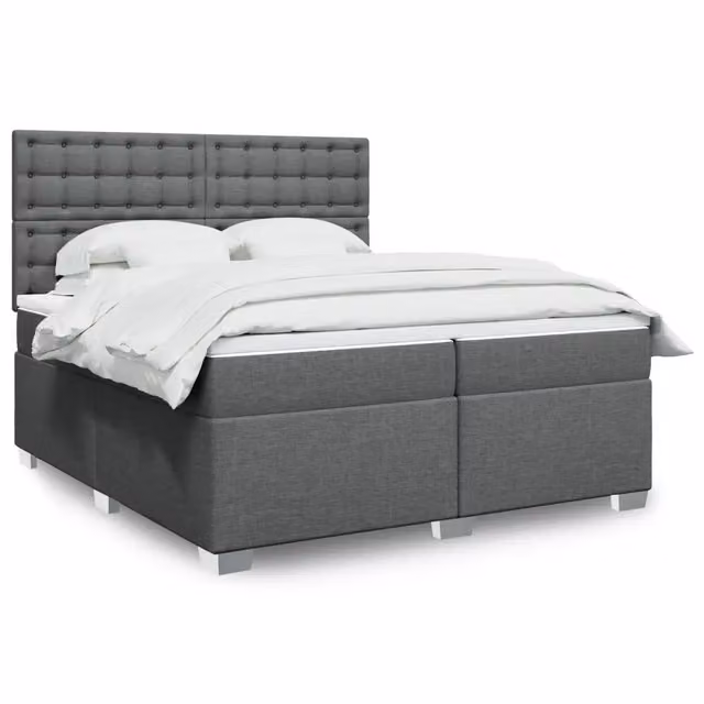 Letto Ibrido vidaXL con Materasso Grigio e Bianco, Struttura in Legno di Pino con Illuminazione Sotto il Letto e Porta USB, L/P: 200 x 200 cm – 1