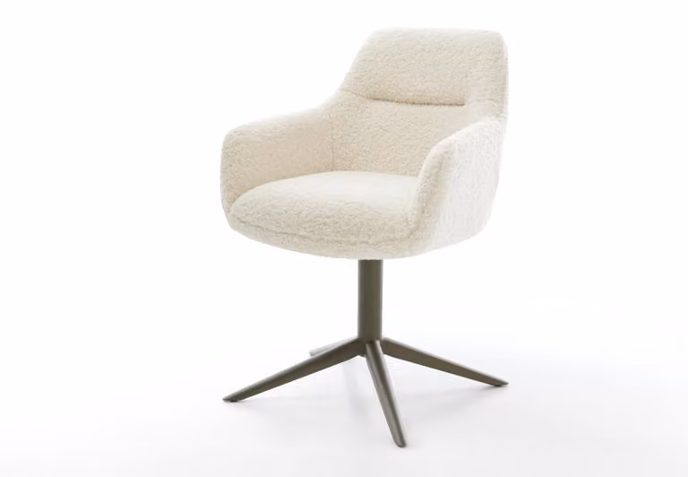 DELIFE sedia girevole Pejo-Flex tessuto teddy Base beige finitura effetto titanio funzione dondolo girevole a 360° nucleo a molle tascabili