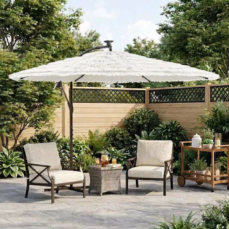 Ombrellone da giardino vidaXL in poliestere bianco con palo centrale in acciaio L/P/H: 269 x 269 x 235 cm