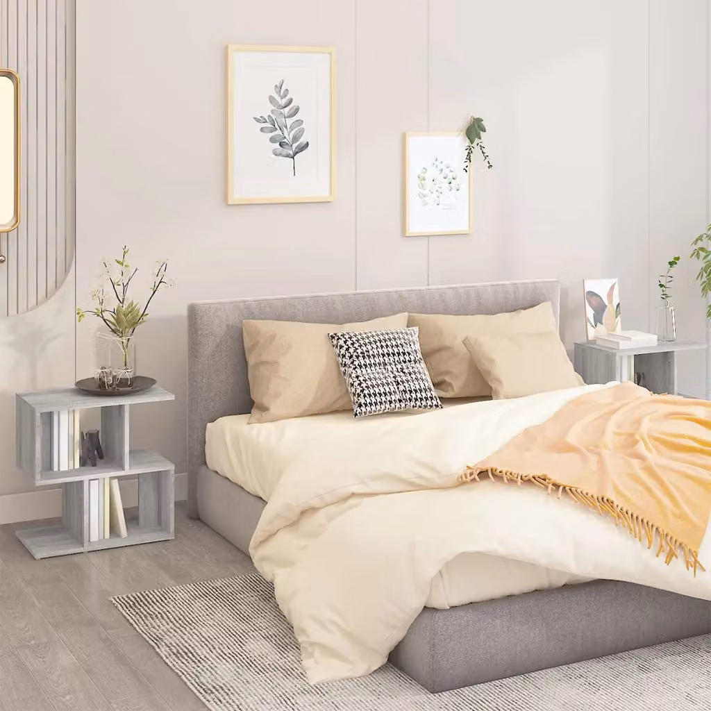 Set di 2 comodini vidaXL moderni in legno multistrato colore grigio Sonoma L/P/H: 50 x 30 x 51,5 cm