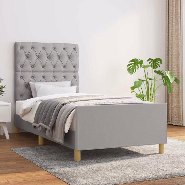vidaXL Giroletto senza Materasso in Tessuto Grigio con Struttura in Legno di Larice L/P/H: 80 x 200 cm