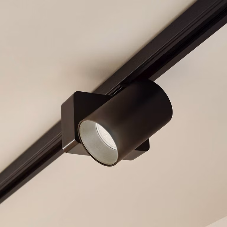 Lindby Faretto a binario LED Linaro/Brinja, nero, monofase Linaro/Brinja, Nero, Soggiorno / Sala da pranzo, Alluminio, Moderno, Lampada a binario