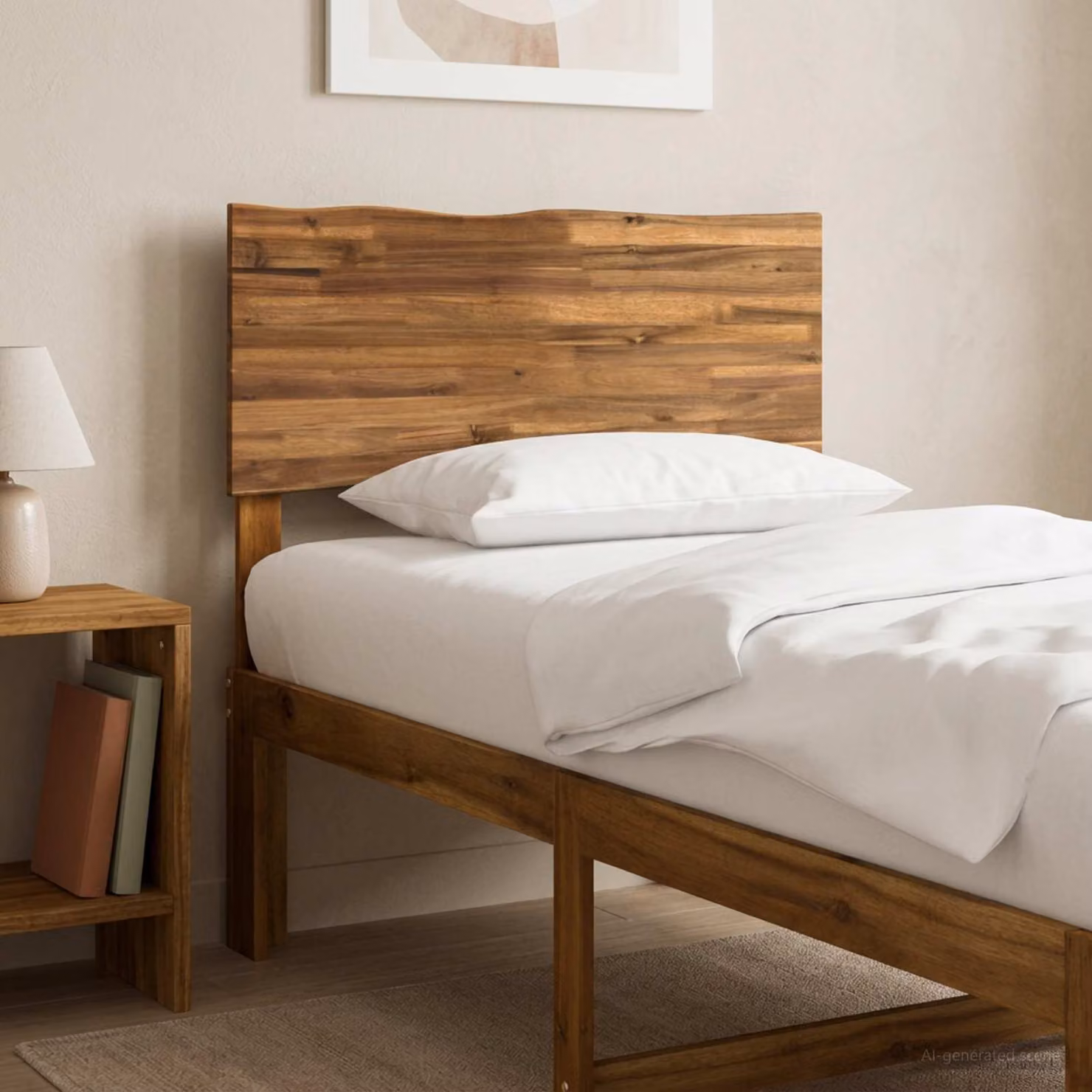 Testiera per letto vidaXL ROSTOCK in legno massello di acacia naturale con bordo vivo, colore marrone, Larghezza: 100 cm