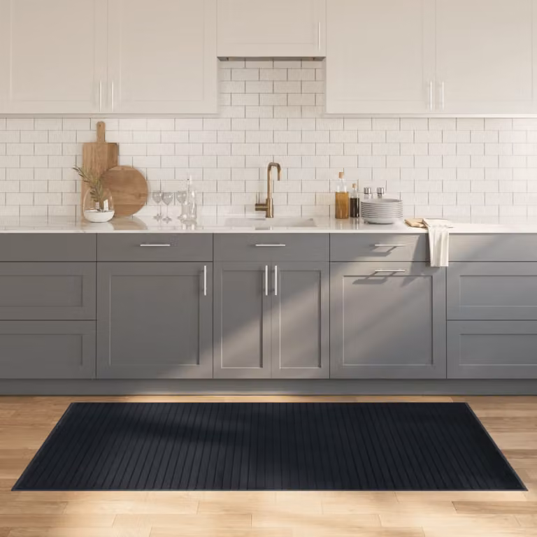 Tappeto rettangolare moderno vidaXL in bambù e polipropilene, Grigio e Nero, L: 200 cm, P: 100 cm