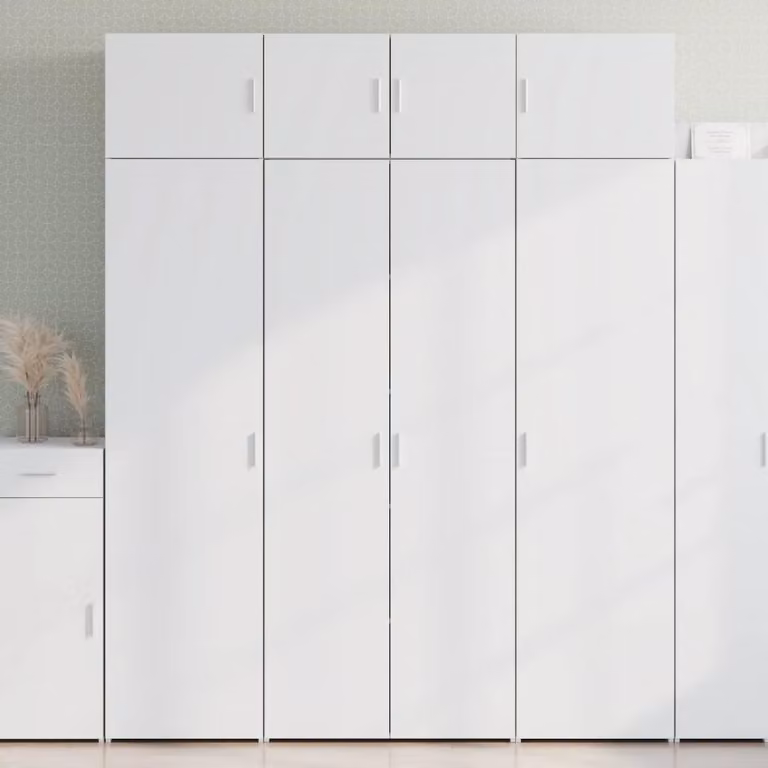 vidaXL Credenza Moderna Bianca in Legno MDF L: 80 cm, P: 42,5 cm, H: 185 cm