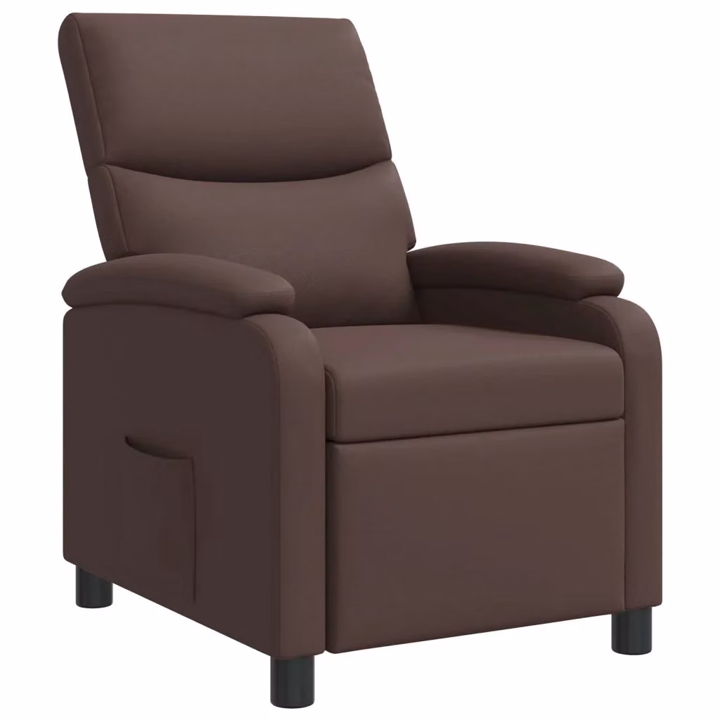 Poltrona reclinabile relax in similpelle marrone con braccioli per soggiorno e ufficio – 2