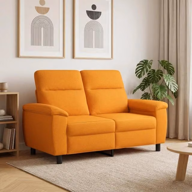 Divano moderno vidaXL in tessuto giallo e arancione con struttura in metallo L: 158 cm, P: 90 cm, H: 95 cm