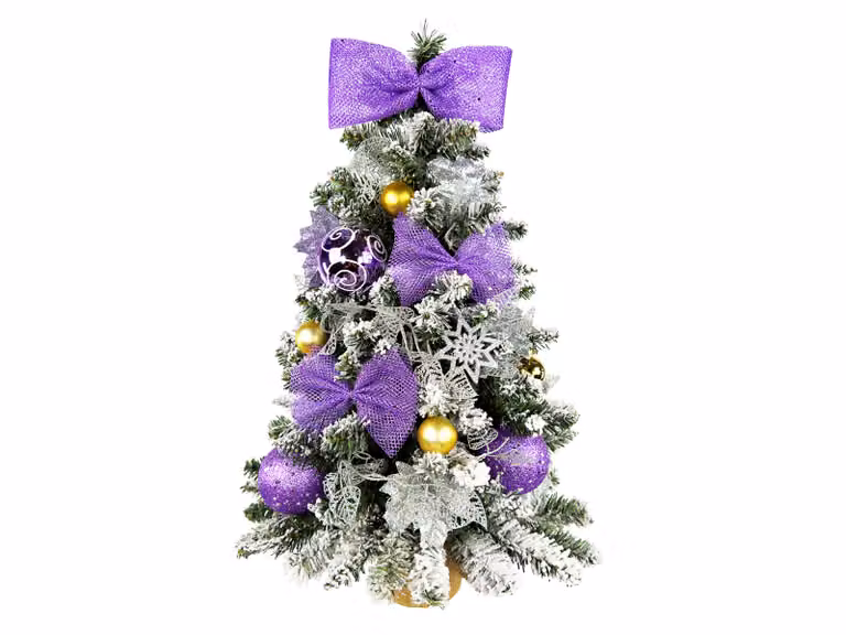 Albero di Natale artificiale decorato POESIA VIOLA 60 cm con illuminazione a LED IN VASO