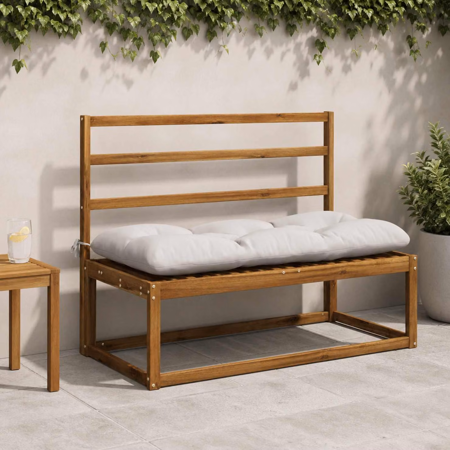 vidaXL Cuscino per panchina VIANEN Bianco in Poliestere con imbottitura in schiuma e copertina rimovibile L: 120 cm, P: 12 cm, H: 1 cm