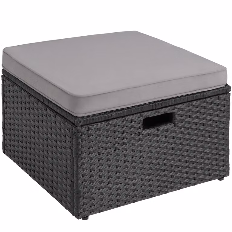 Salottino in rattan Bari TecTake GmbH colore nero per giardino, balcone o terrazza