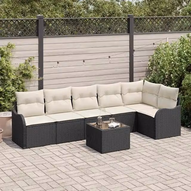 Set Divano da Giardino Nero polyrattan 3345727
