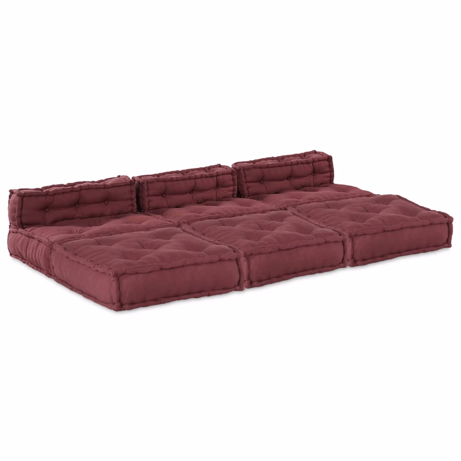 vidaXL Divano Modulare a L in Tessuto Rosso con Imbottitura in Schiuma per Soggiorno o Giardino L/P/H: 210 x 140 x 56 cm