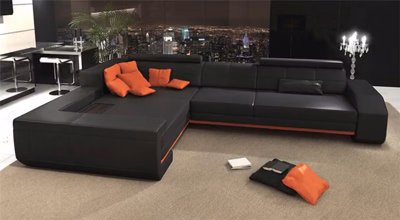Sofa L-Form Ledersofa Couch Wohnlandschaft Garnitur Design Modern Sofas Ecksofa