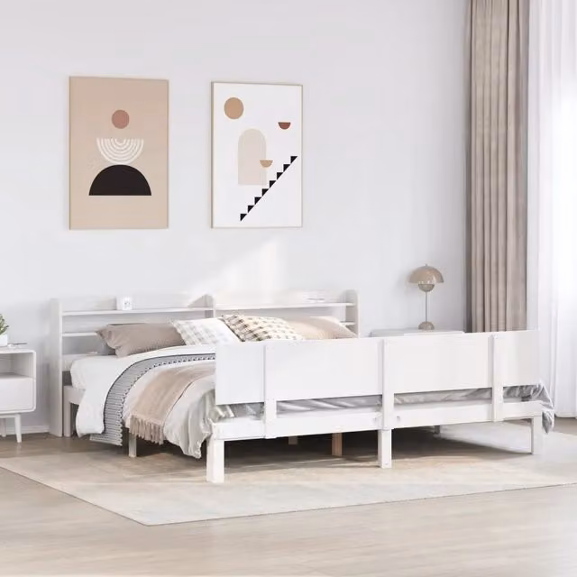 Giroletto con Testiera senza Materasso Bianco 200x200 cm 3306836
