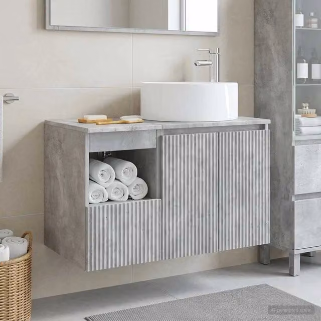 Set di mobili per il bagno 2 pz Grigio Cemento 3404107