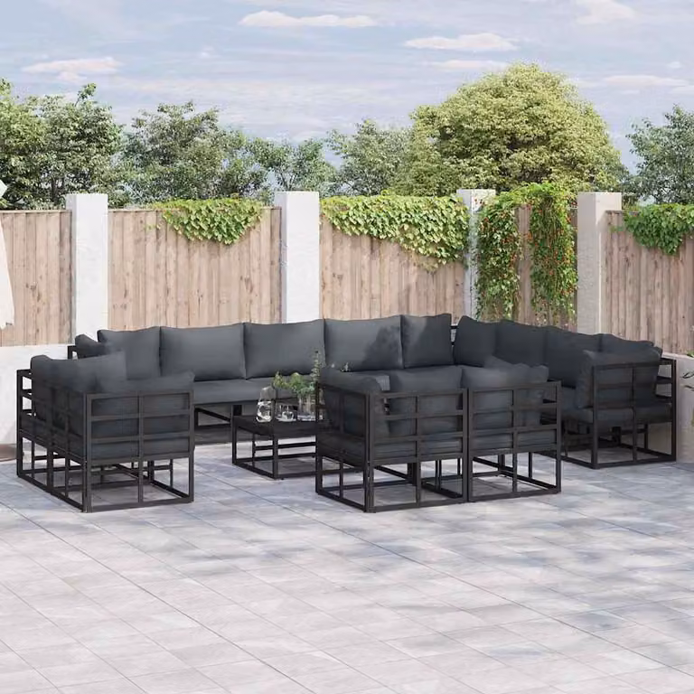 Maison Exclusive - Set di divani da giardino, 12 pezzi, colore nero, in alluminio