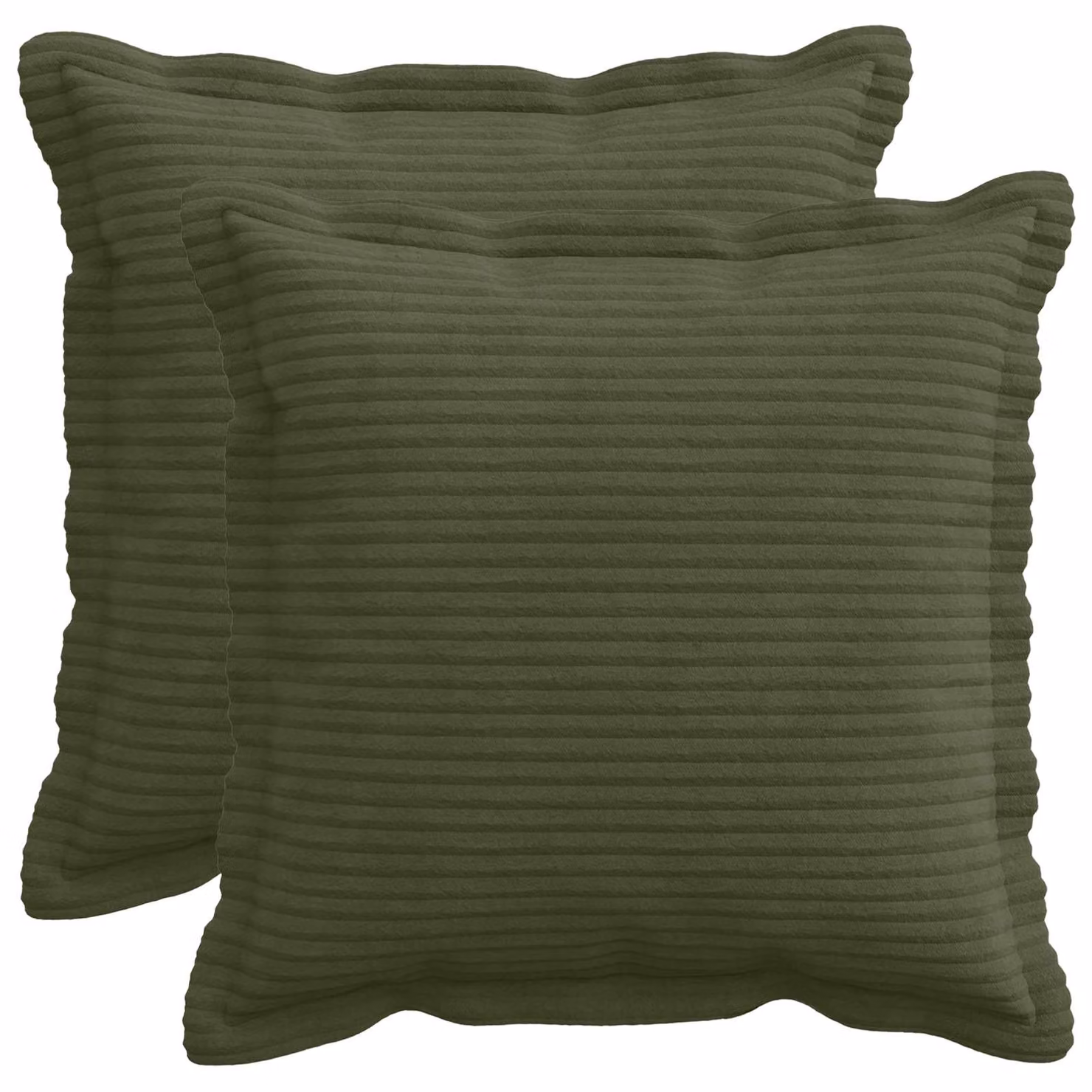 Set di 2 federe vidaXL HOUTEN in velluto a coste verdi, L 50 x P 50 cm
