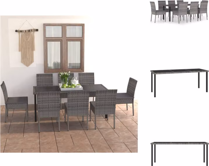 vidaXL Set da pranzo da giardino 9 pezzi in rattan grigio - Set di mobili da giardino