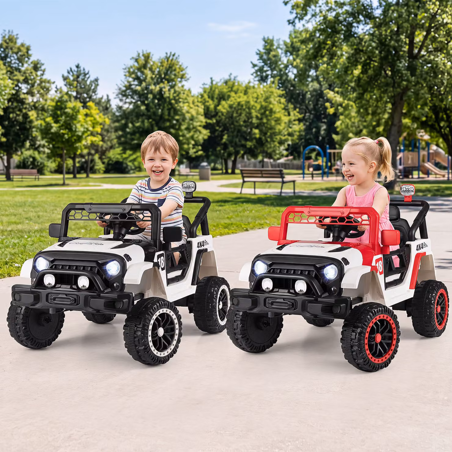 Auto elettrica Costway per bambini 12V con telecomando, veicolo fuoristrada nero con luci e suoni per età 3+ anni