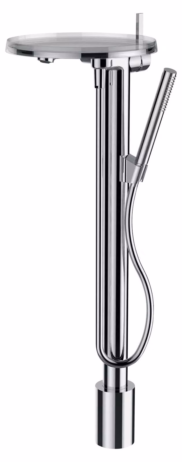 LAUFEN Kartell Mitigeur monocommande de baignoire sur colonne au sol, autoportant, bec fixe, avec bac de rangement, chromé, H3213310041211, H3213310041211