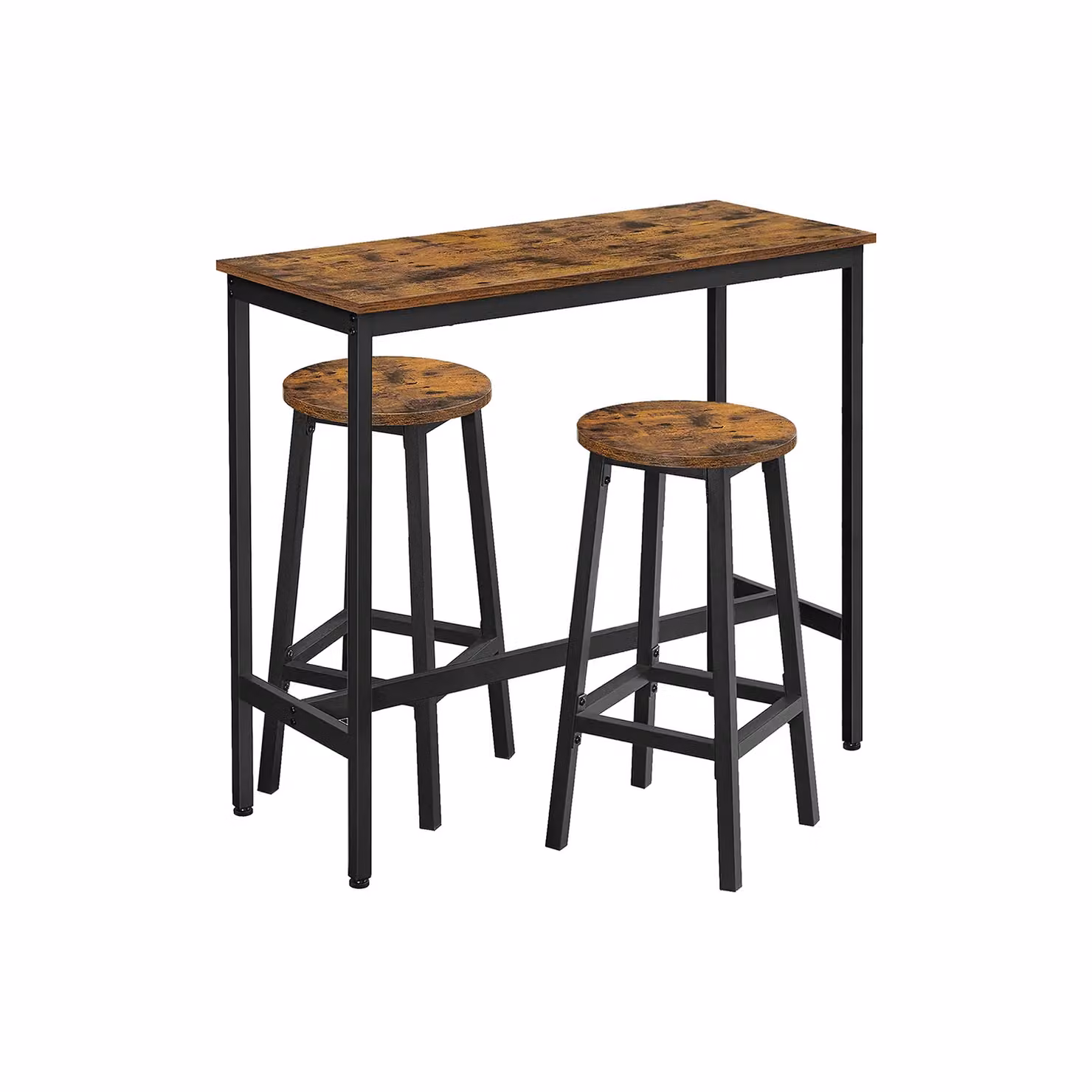 Set di 2 Sgabelli da Bar Nero Effetto Legno e Nero