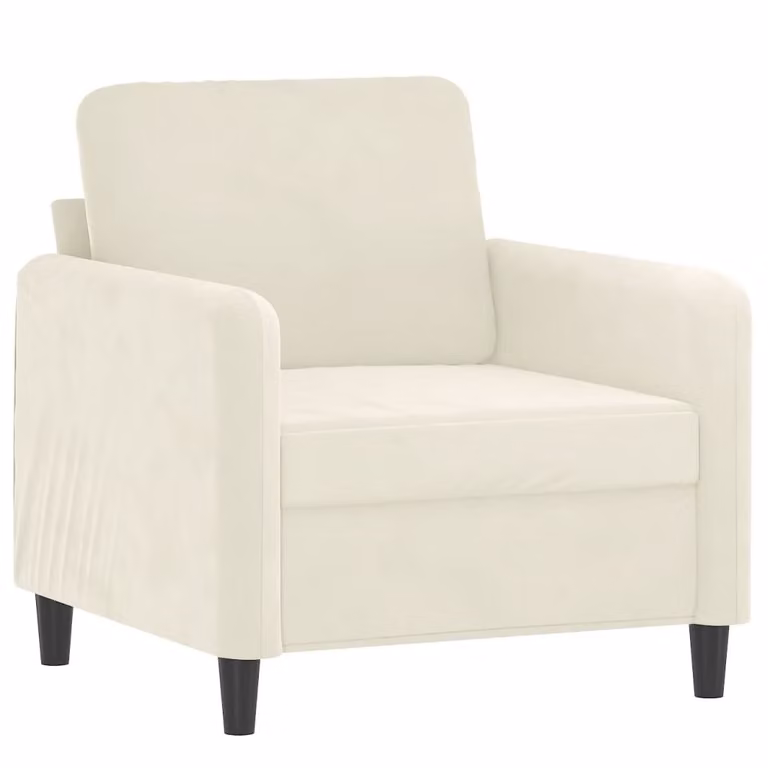 set divano 3 pezzi in velluto crema