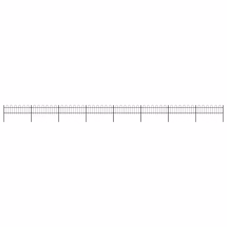 Recinzione da giardino vidaXL in acciaio con parte superiore ad anello, colore nero, L: 1339 cm, H: 60 cm