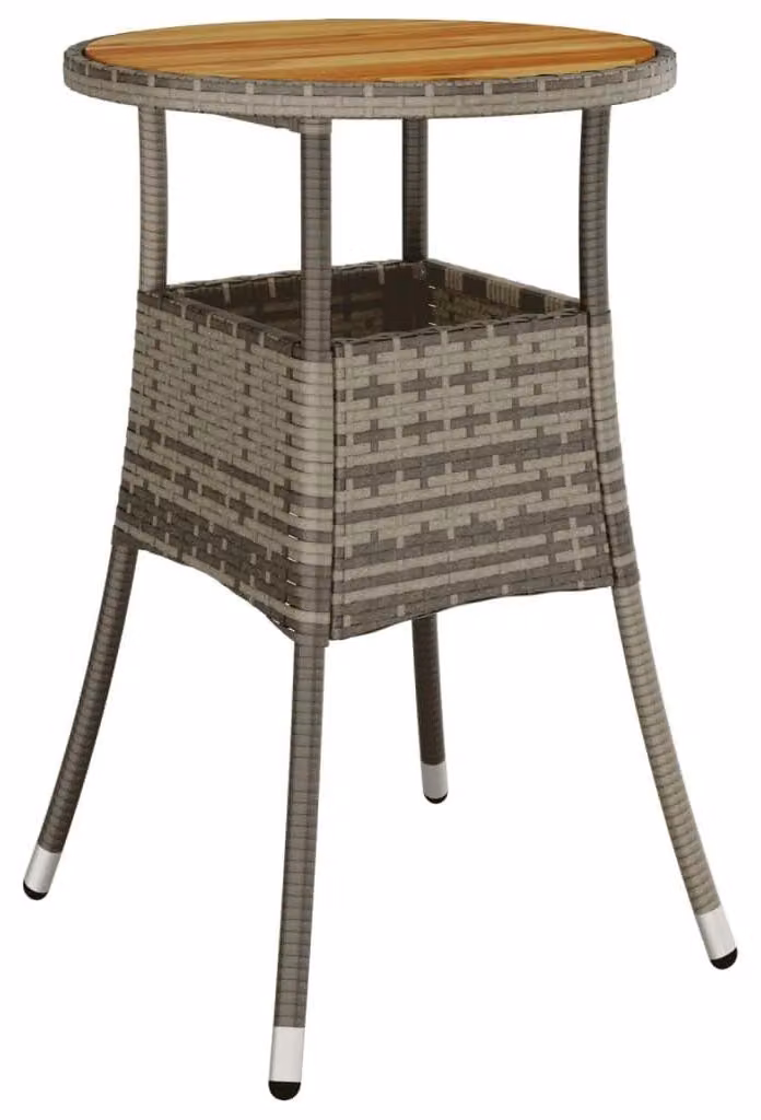 Tavolo da giardino in legno di acacia e rattan sintetico, diametro 60 x 75 cm