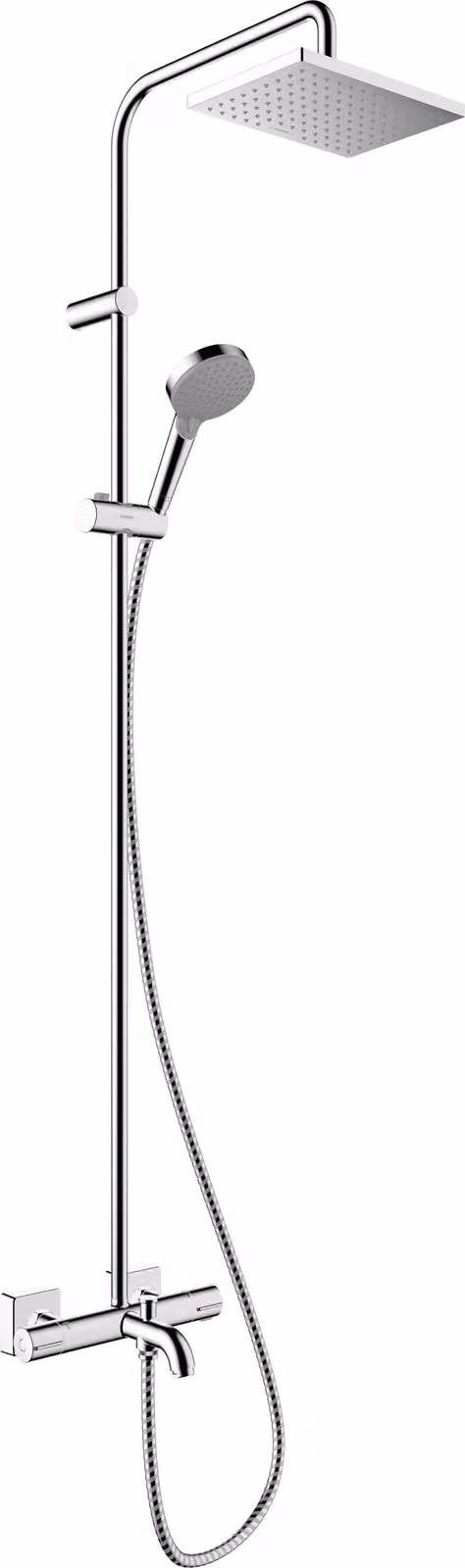Sistema doccia Vernis Shape con termostato, doccia a pioggia 230x170 mm, cromato